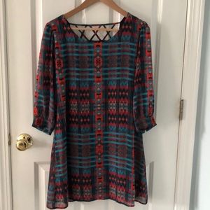 HeartSoul colorful dress with 3/4 sleeves.